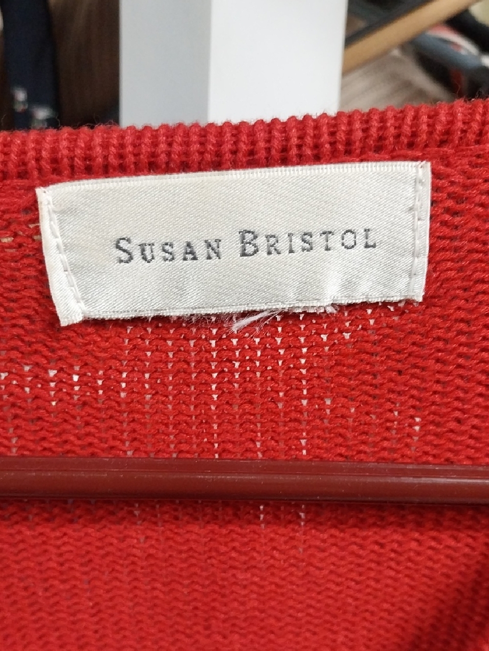 Vtg. Susan Bristol Dog Walker Red Button-Front Beaded Novelty Cardigan Sweater - Picture 2 of 8